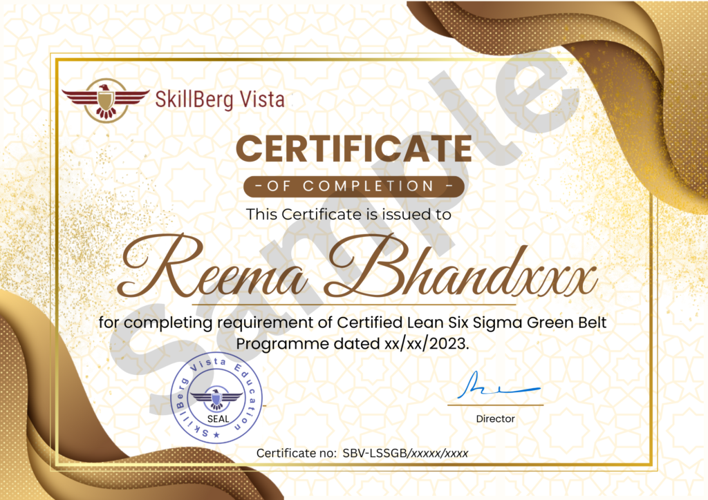 Lean Six Sigma Green Belt Certificate Skillberg Vista
